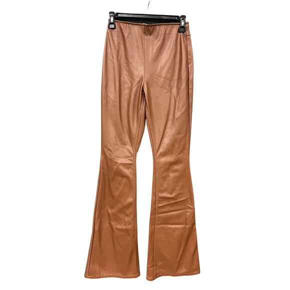 Tinseltown Boutique Faux Brown Leather Pull On Flare Pants Size XS - Picture 1 of 3